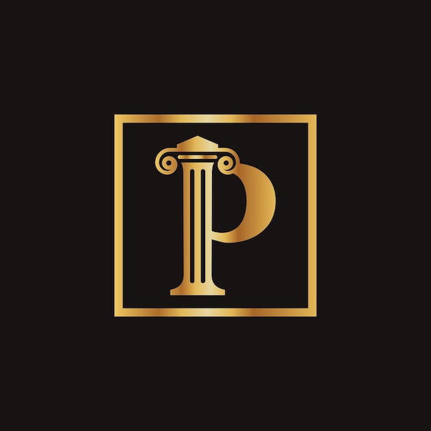 Advocaat law letter p logo met creatieve moderne rechthoekige vector sjabloon law business letter p logo design