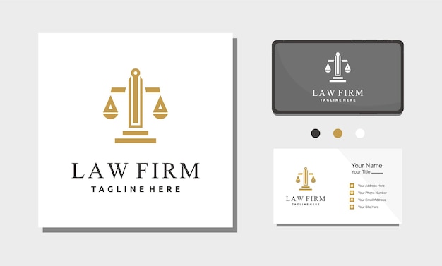 Advocatenkantoor advocaat minimalistische gouden logo ontwerpsjabloon