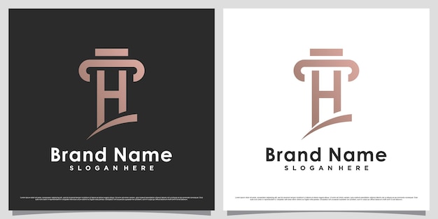 Advocatenkantoor logo ontwerpsjabloon voor bedrijfspictogram met letter h en creatief uniek concept