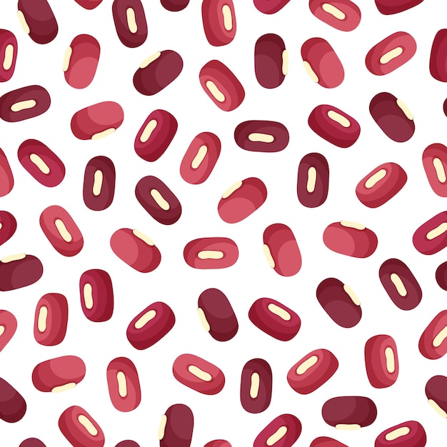 Adzuki beans vector cartoon seamless pattern for template farmer market design, label and packing. Natural energy protein organic super food.