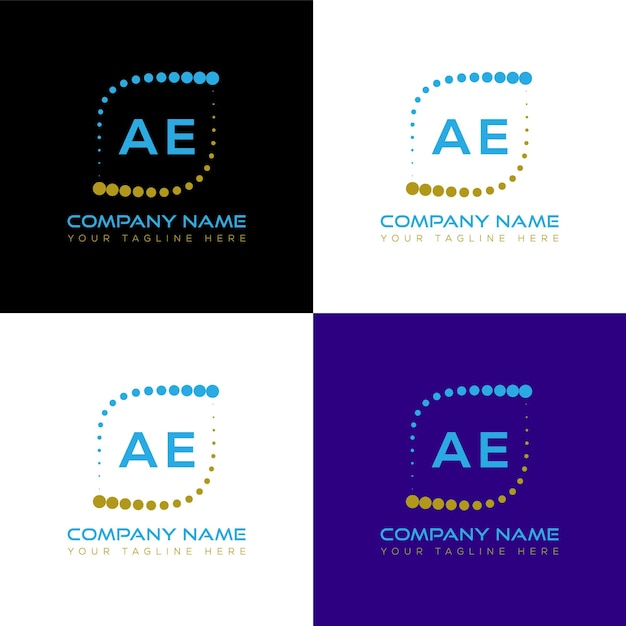 AE 초기 현대 로고 디자인 벡터 아이콘 템플릿