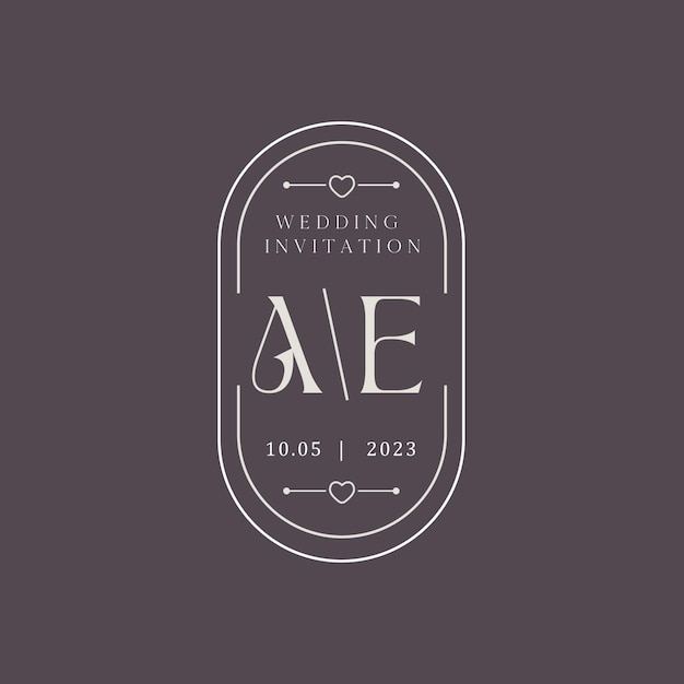AE logo ontwerp voor bruiloft