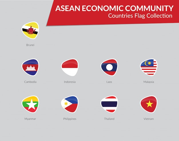 AEC flags icon collection