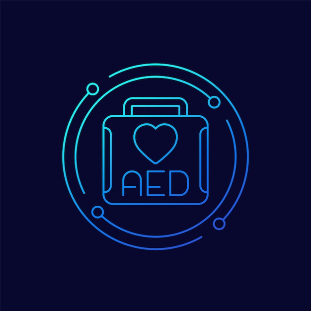 AED icon automated external defibrillator line vector
