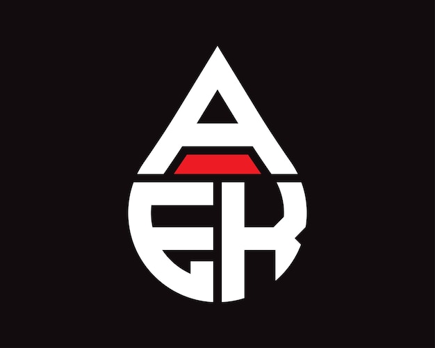AEK letter water drop shape logo design AEK drop logo simple design