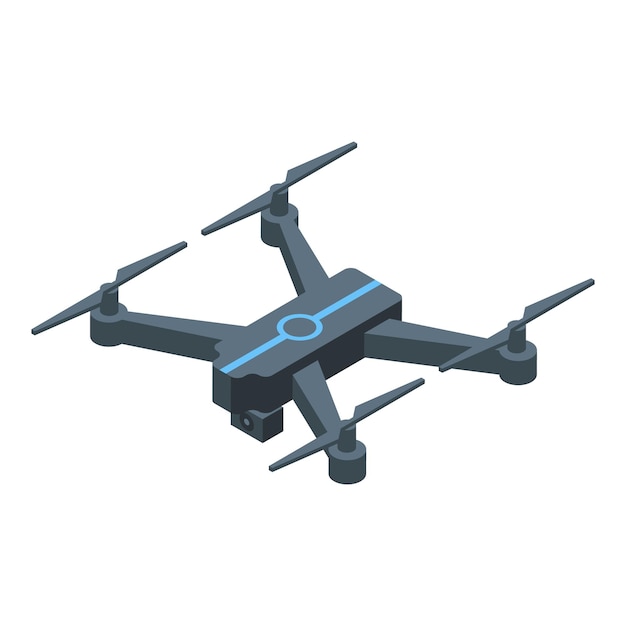 Vector aerial drone icon isometric vector video camera tour filming