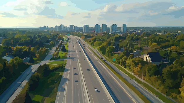 aerial footage of kings highway 85 on clear day