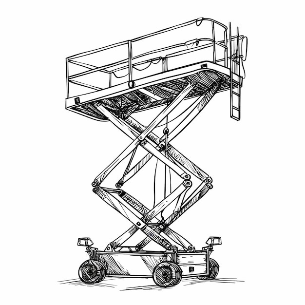 Vector aerial_platform_isolated_on_whiteschets voor kraan