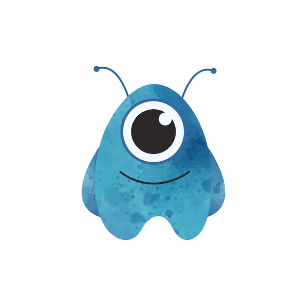 Aero space cute characters Blue alien icon