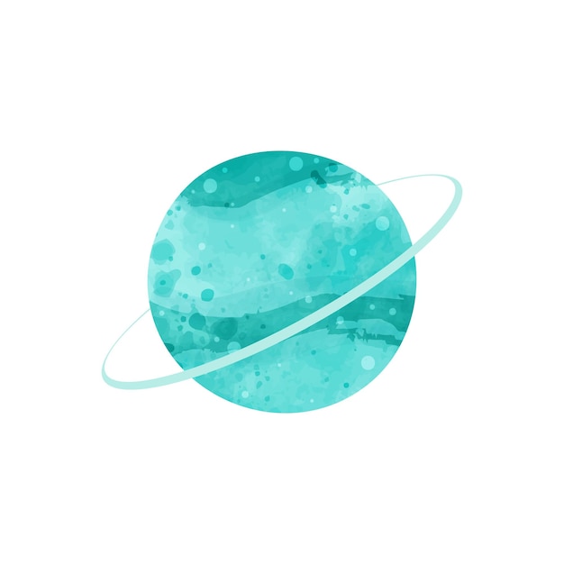 Aero space schattige karakters Groene Uranus planeet icoon