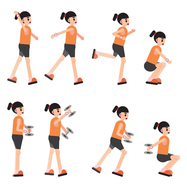 Aerobic and exercise by jogging and using dumbbells