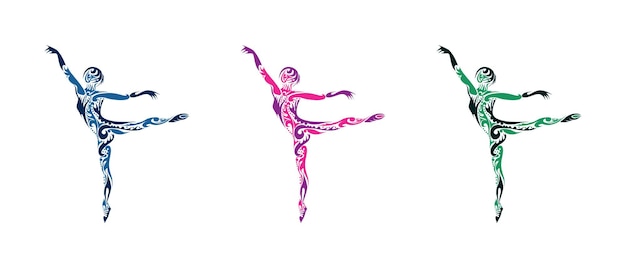 Aerobics logo with hand drawn abstract art illustration