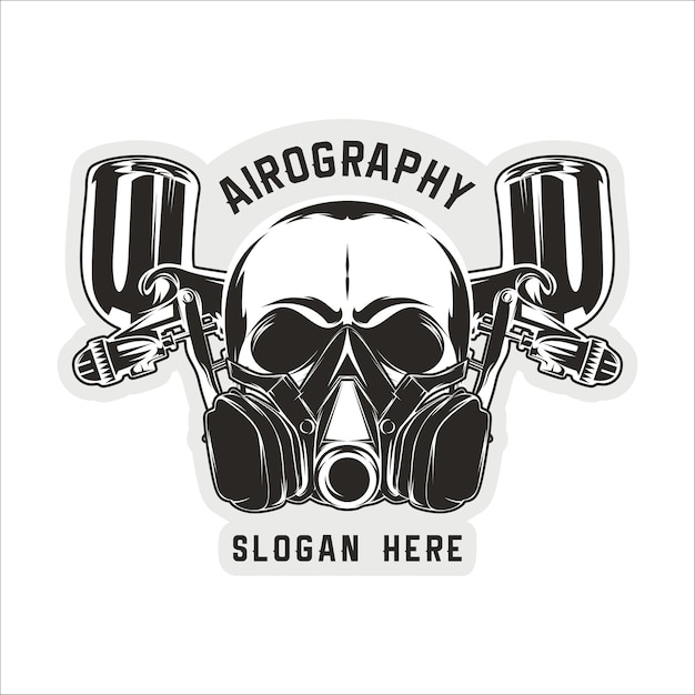 Logo di aerografia con stile vintage in bianco e nero