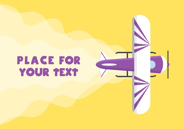 Vettore aeroplano, aerei, elicotteri con un posto per il testo in stile cartone animato. perfetto per banner web e pubblicità. vista dall'alto di un aereo in volo. illustrazione, .