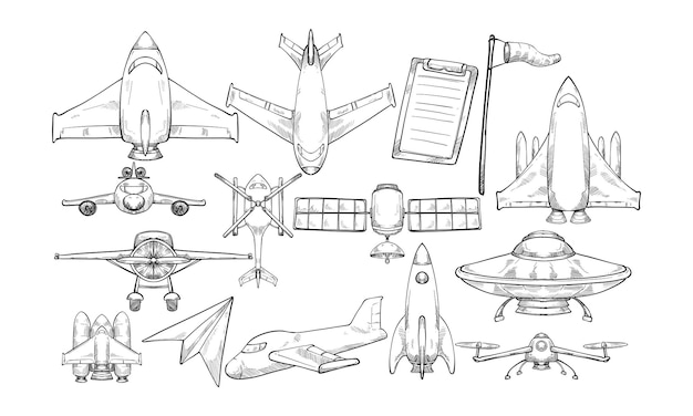 Коллекция рисованной аэрокосмической техники