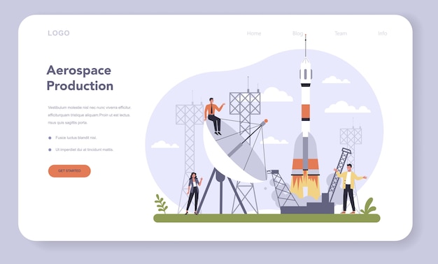 航空宇宙産業のwebテンプレートまたはランディングページセット。