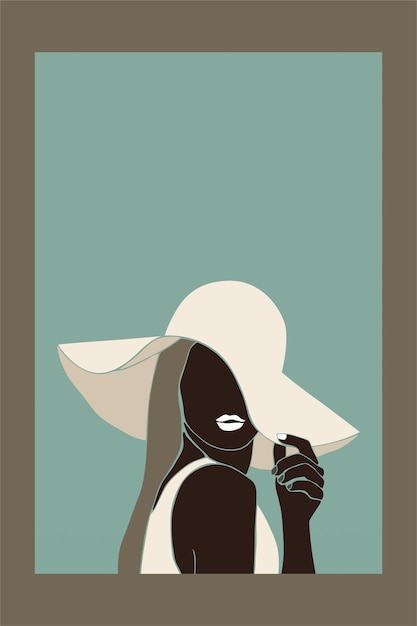 aesthetic abstract bohemian woman art vector
