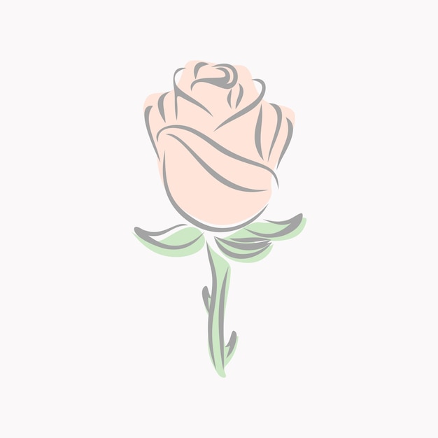 Aesthetic abstract outlined rose illustration