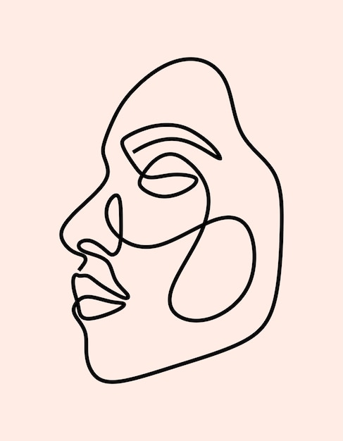 Aesthetic abstract woman face oneline continuous single line art