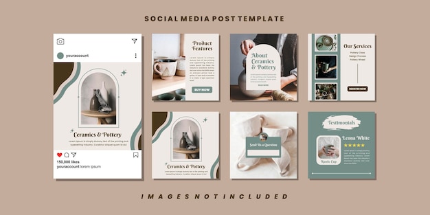 Modello di post sui social media in ceramica estetica