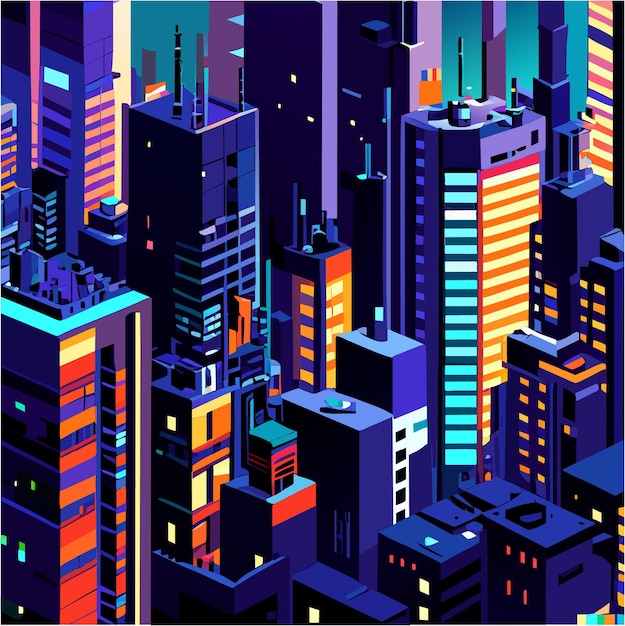 Aesthetic chaos pixel art cyberpunk cityscape