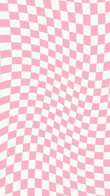 Vector aesthetic cute distorted vertical pastel pink and white checkerboard gingham plaid checkers wallpaper illustration perfect for backdrop wallpaper postcard banner cover background