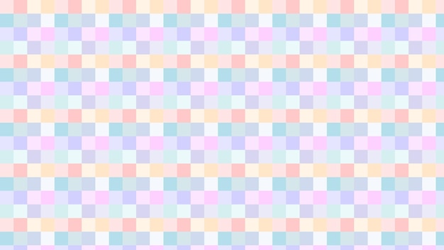 벡터 미적 귀여운 파스텔 블루 핑크 보라색과 노란색 체커 깅엄 격자 무늬 여러 가지 빛깔의 바둑판 배경 그림은 배경 화면 커버에 적합합니다.