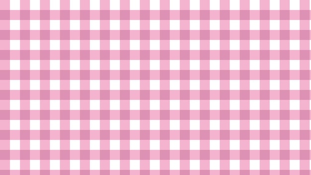 Aesthetic cute pastel pink gingham checkerboard plaid tartan pattern background illustration