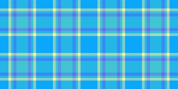 Aesthetic fabric plaid background carpet tartan check pattern woman vector textile texture seamless in bright and cyan colors