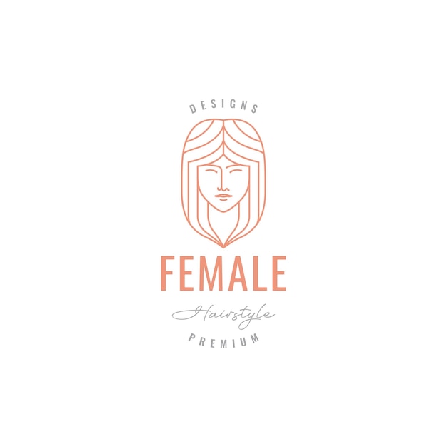 Aesthetic face women straight hair logo design