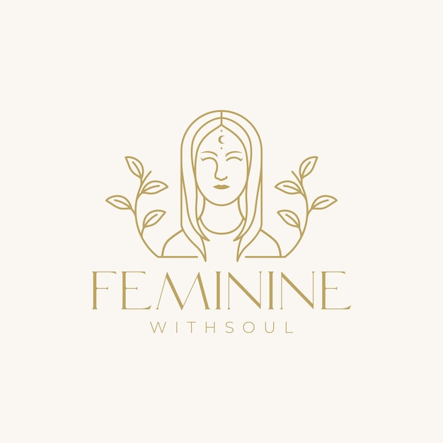 Vector aesthetic feminine women with foliage logo