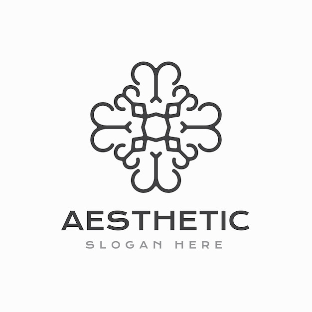 Aesthetic floral art line logo design