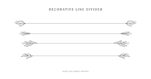 Vettore divisore di linee floreali estetiche per il layout del testo separatore elemento di decorazione