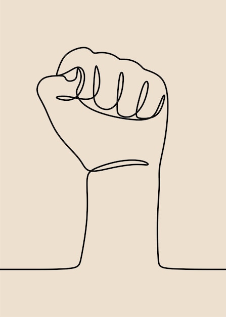 Vector aesthetic hand fist gesture oneline continuous line art