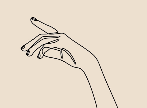 Vettore gesto estetico del pugno della mano su una linea continua arte
