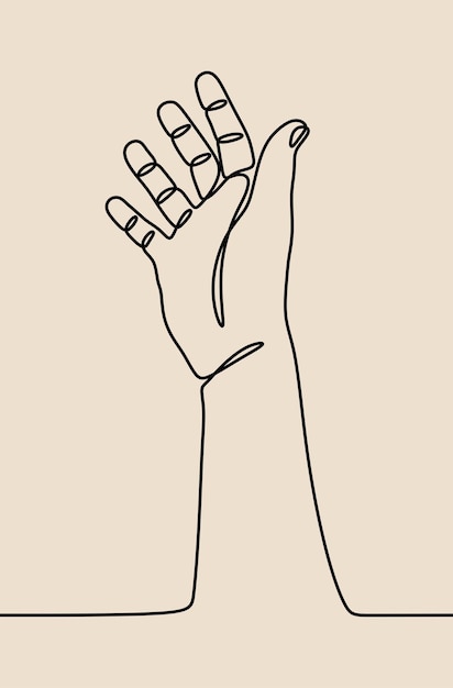 Aesthetic hand raise gesture oneline continuous line art