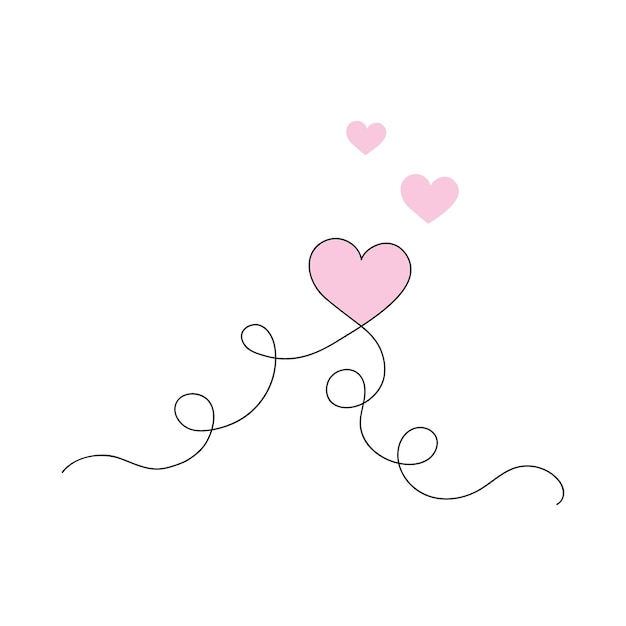 Cuori estetici continua una linea arte disegno san valentino concetto cuore amore coppia contorno artistico isolato