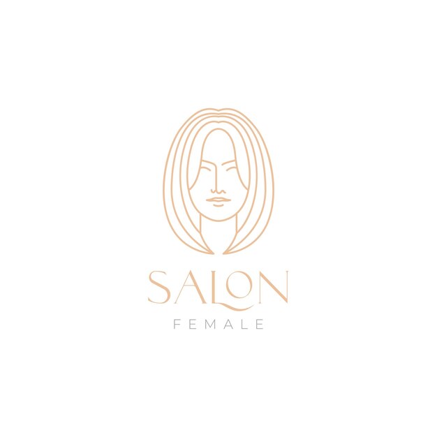 Aesthetic long hair woman minimal logo design