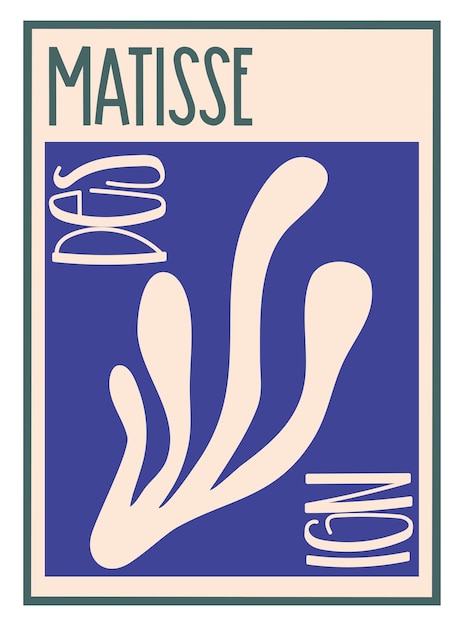 Poster estetici matisse isolati con testo design moderno e minimale illustrazione vettoriale astratta grafica vintage natura arte astratta sfondo vettoriale design floreale blu alla moda