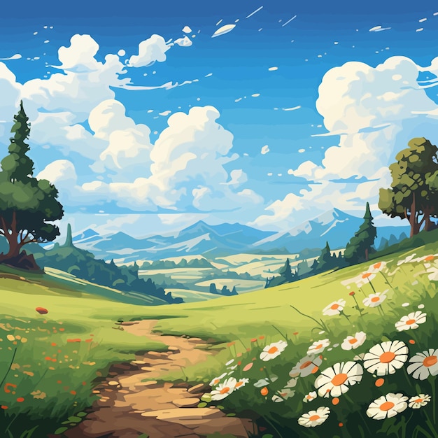 aesthetic meadow background illustration