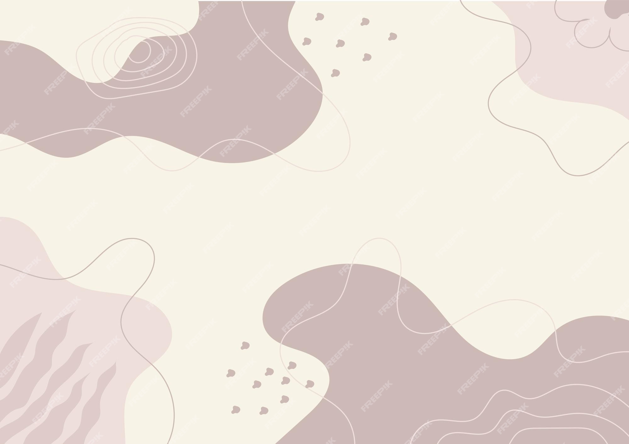 Premium Vector | Aesthetic pastel brown hand drawn floral background  template