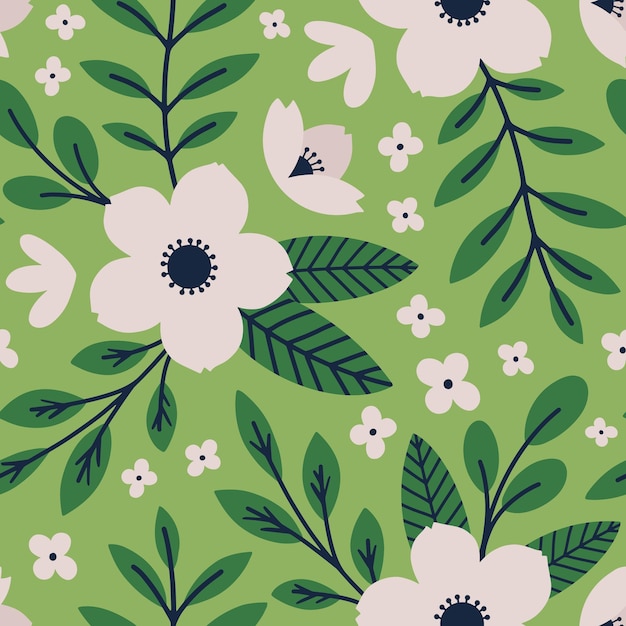 봄 식물 인쇄 디자인 장식 카모마일 꽃으로 미적 인쇄 가능한 원활한 패턴