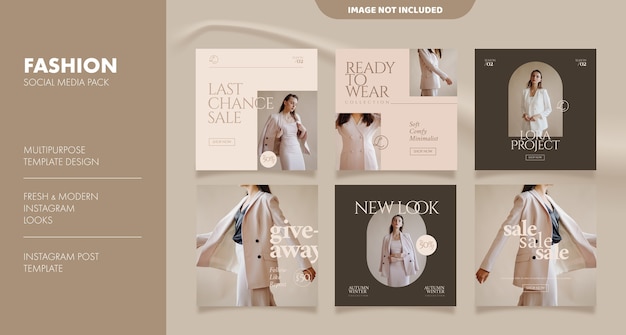 Aesthetic social media feed post template for fashion business