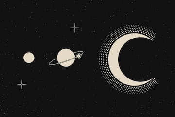 Premium Vector | Aesthetic space background, celestial art in flat ...