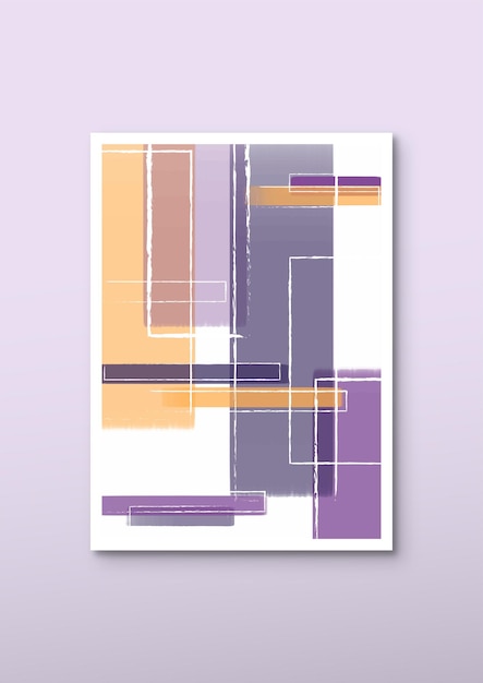 Aesthetic watercolor poster with orange and purple colors for wall decoration