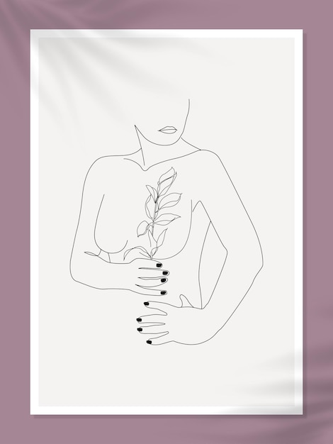Vector aesthetic woman body vector line art drawings