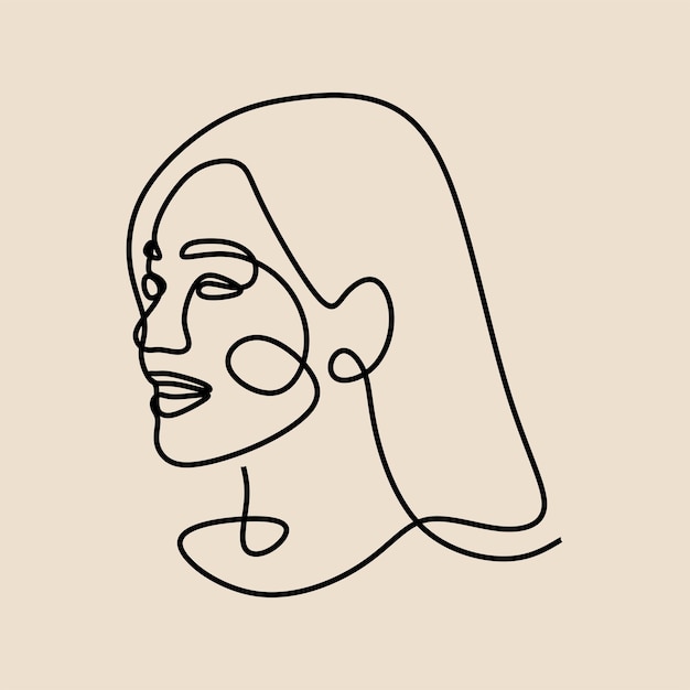 Aesthetic woman face oneline continuous single line art