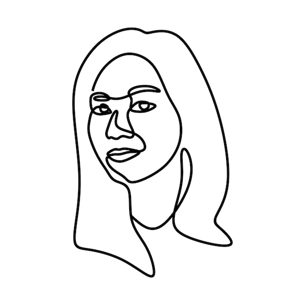 Aesthetic woman face oneline continuous single line art