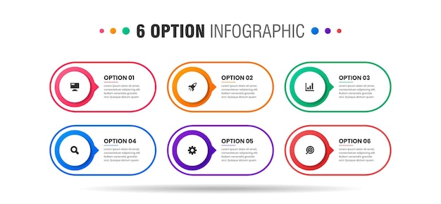 Afbeelding van ontwerpsjablonen voor infographic elementen met pictogrammen en opties