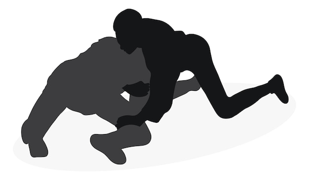 Afbeelding van silhouetten van sambo-atleten in sambo-worsteling gevecht sambo-duel gevecht vuistgevecht gevecht